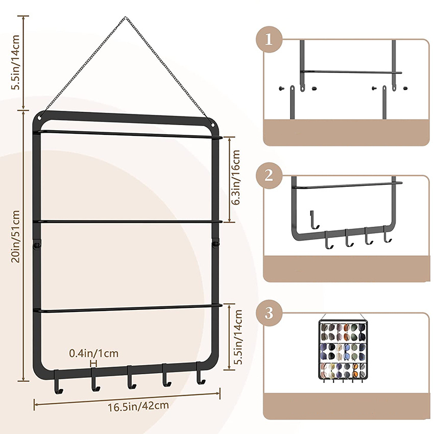 Wall-mounted sunglasses metal display rack-F0003