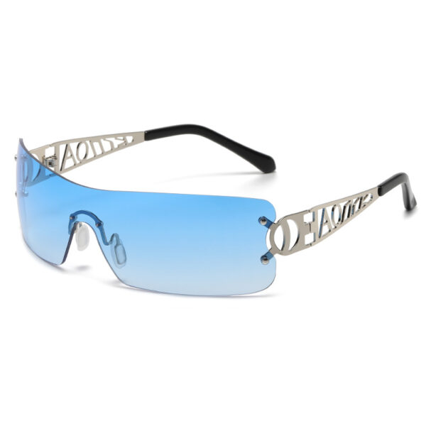 Frameless Techno Integrated Sporty Hollow Leg Sunglasses-A0043