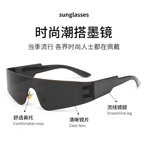 INS Windproof Sunshade Riding Outdoor Integrated Unisex Sunglasses-A0047