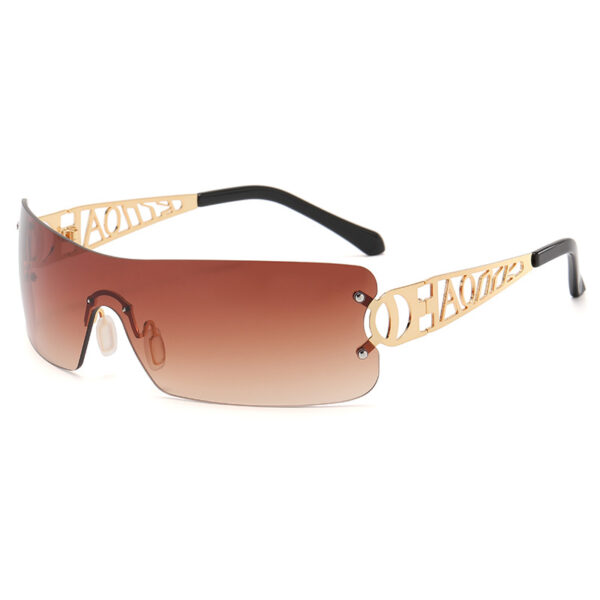 Frameless Techno Integrated Sporty Hollow Leg Sunglasses-A0043