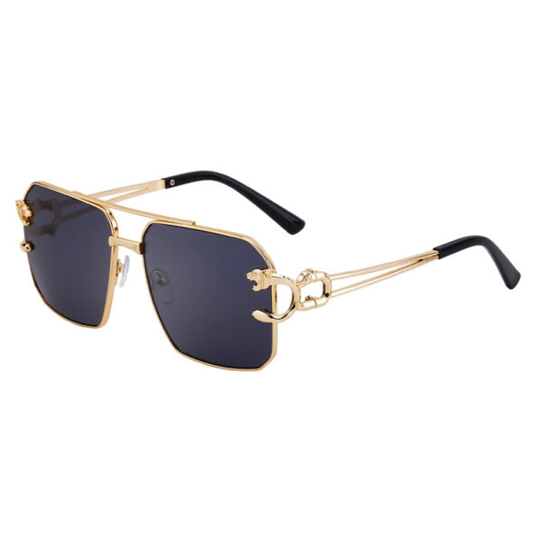 Leopard Head Square Frame Double Beam Sunglasses-A0045