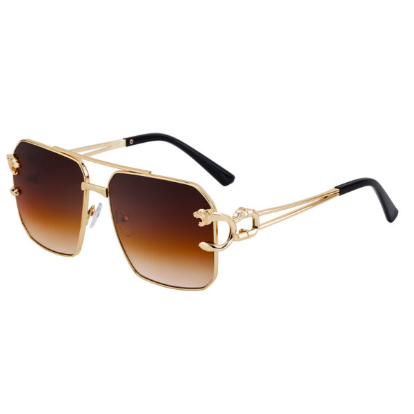 Leopard Head Square Frame Double Beam Sunglasses-A0045