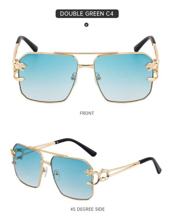 Leopard Head Square Frame Double Beam Sunglasses-A0045