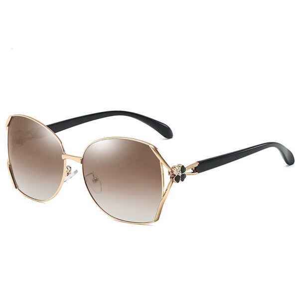 Elegant Clover Diamond-Studded Metal Oversized Rectangular Sunglasses(Gucci style)-GCW09C