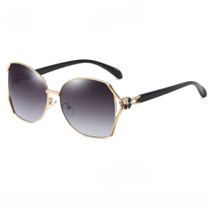 Elegant Clover Diamond-Studded Metal Oversized Rectangular Sunglasses(Gucci style)-GCW09C