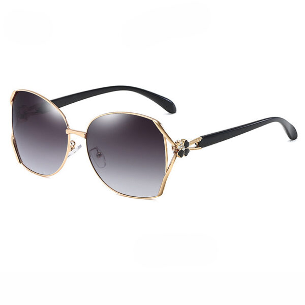 Elegant Clover Diamond-Studded Metal Oversized Rectangular Sunglasses(Gucci style)-GCW09C