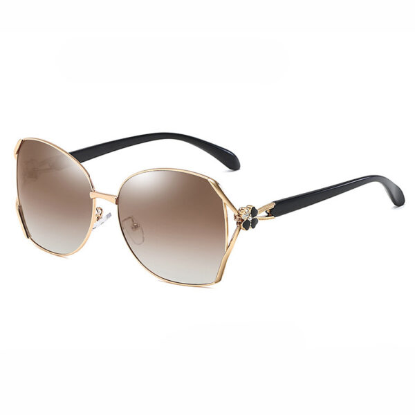 Elegant Clover Diamond-Studded Metal Oversized Rectangular Sunglasses(Gucci style)-GCW09C